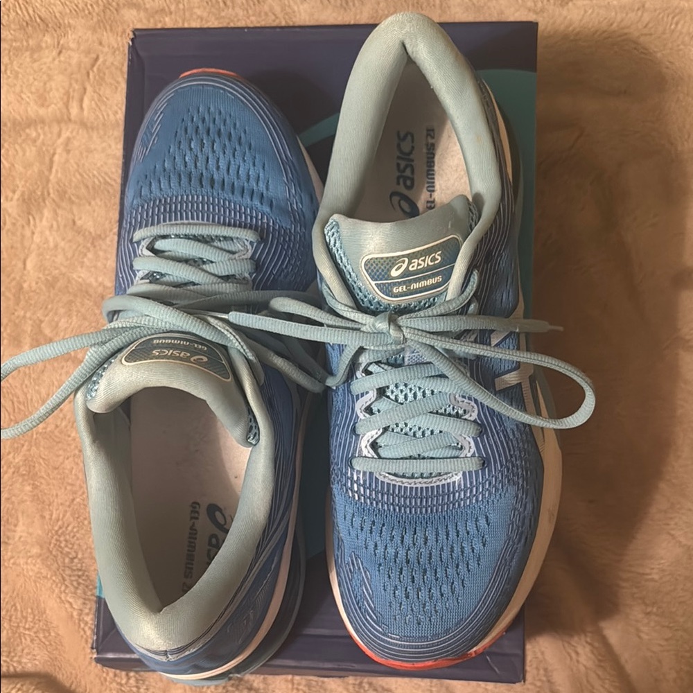 Asics Blue and Orange Athletic Shoes Modern Performance